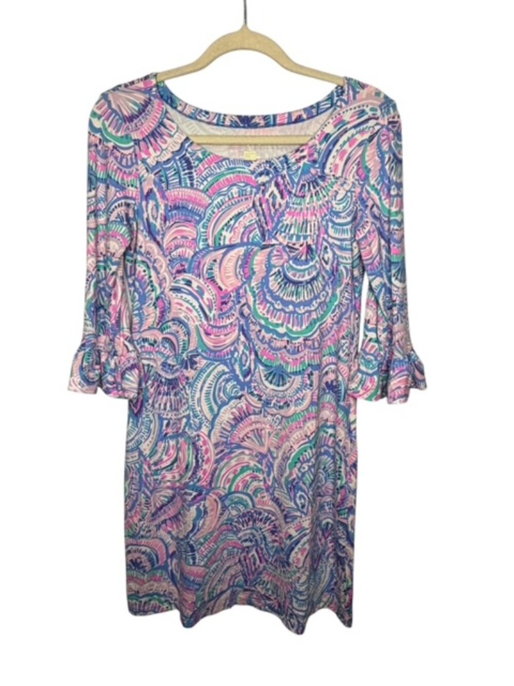 Lilly Pulitzer Dress Women's Small Sophie Ruffle Dress UPF 50+ Midi Coastal